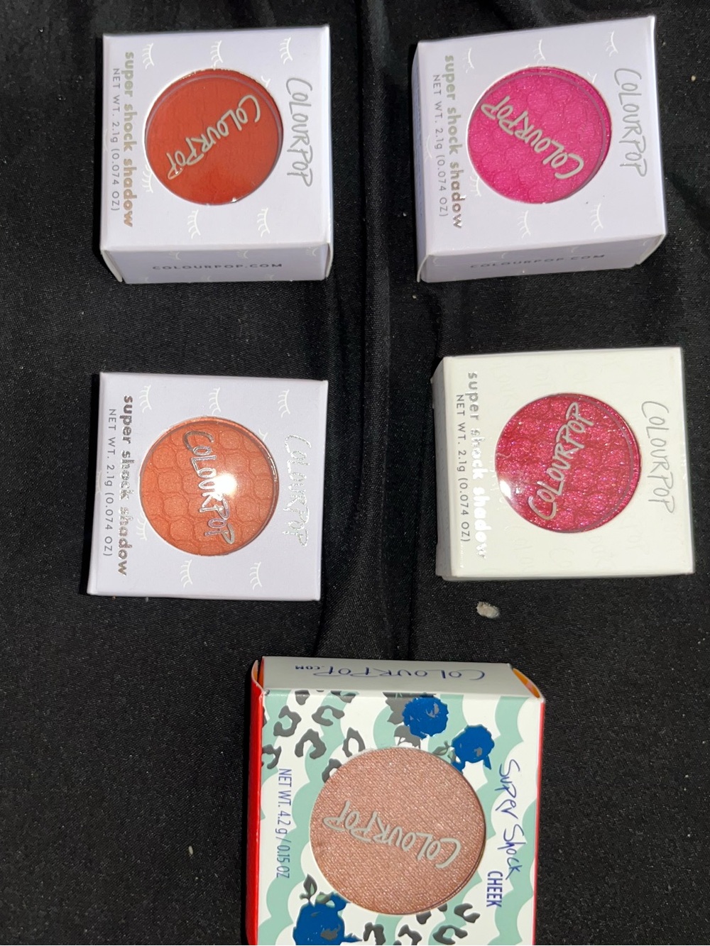 ColourPop Eyeshadow & Cheek Set — Hot Pink, Bright Pink, Coral, Orange, Peach